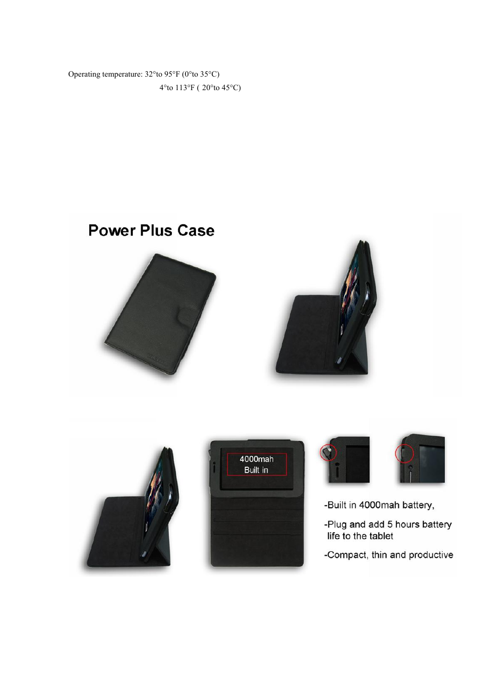 Environmental requirements, I75 accessories (optional), Power plus case | PiPO i75 User Manual | Page 7 / 8