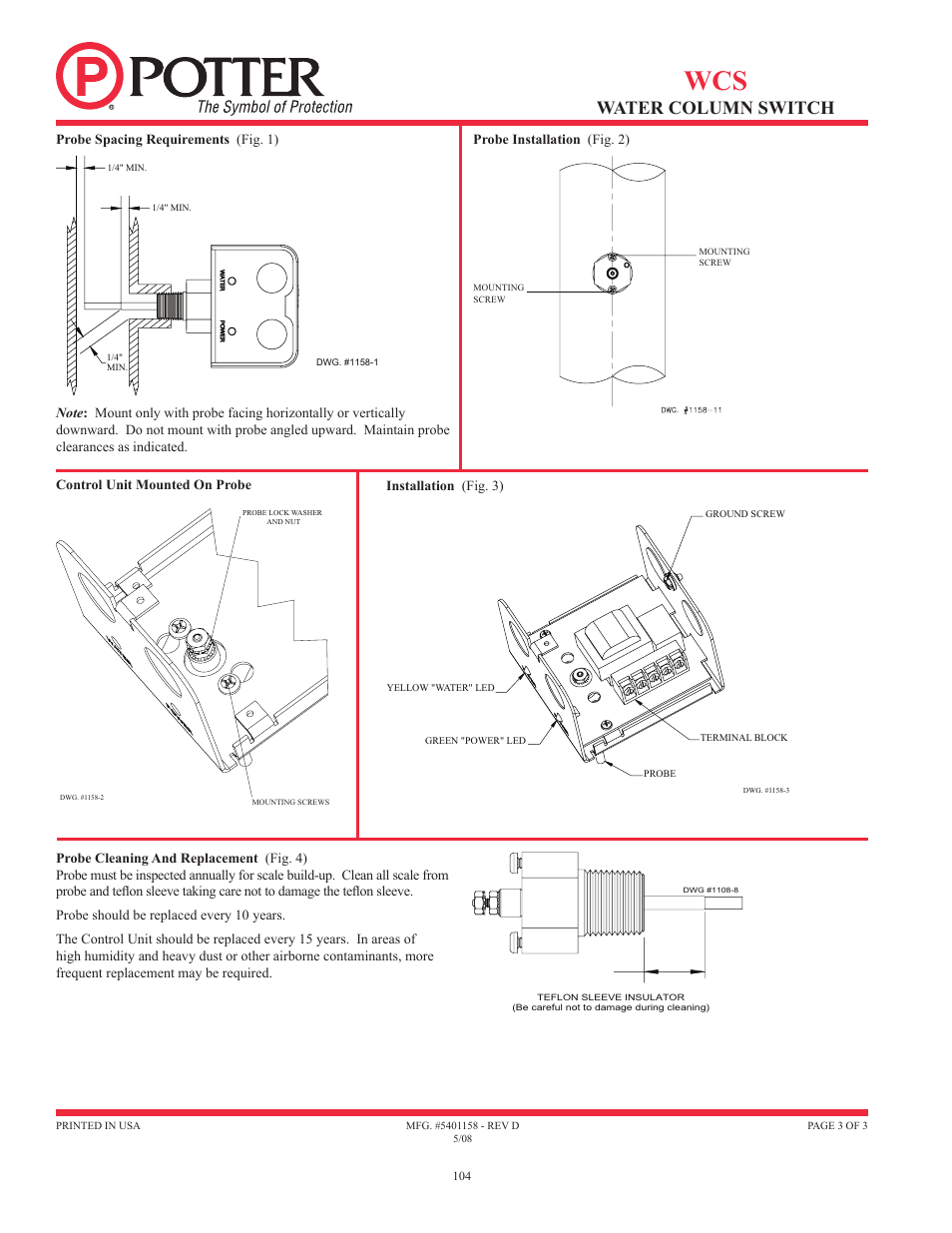 Water column switch | Potter Releasing Systems User Manual | Page 104 / 108