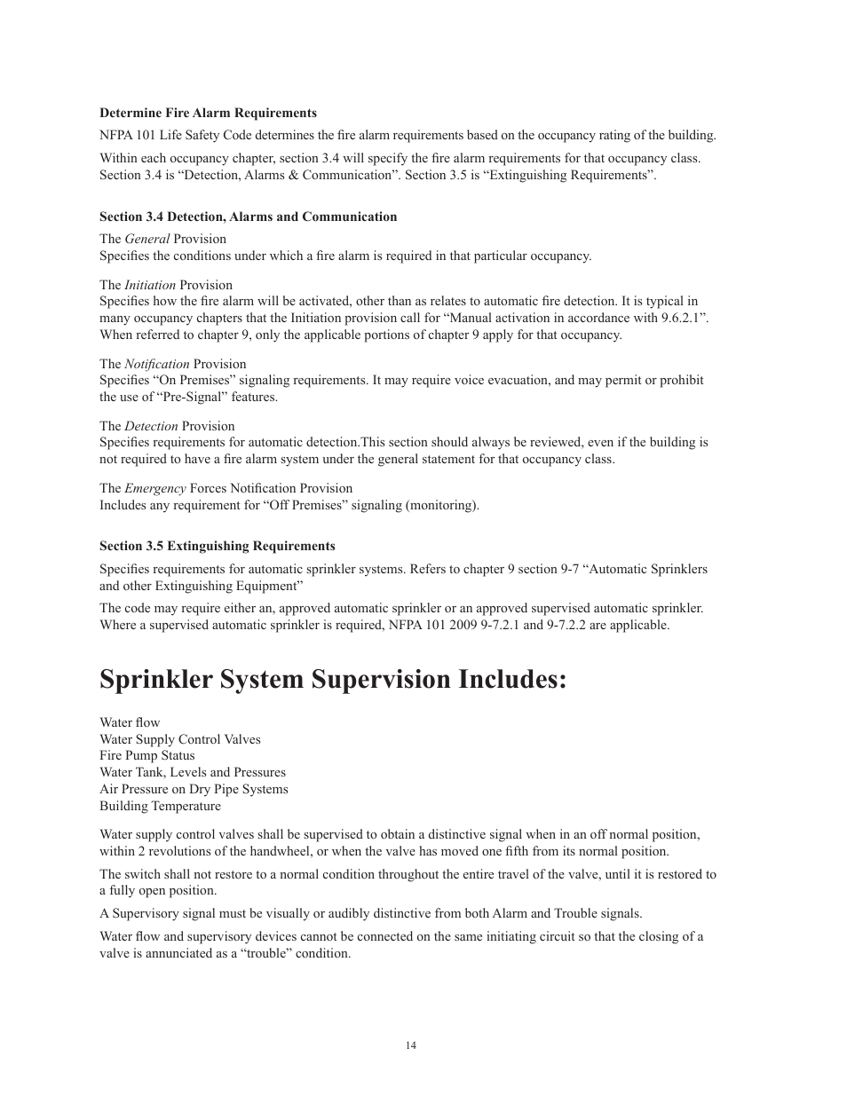 Sprinkler system supervision includes | Potter Releasing Systems User Manual | Page 14 / 108