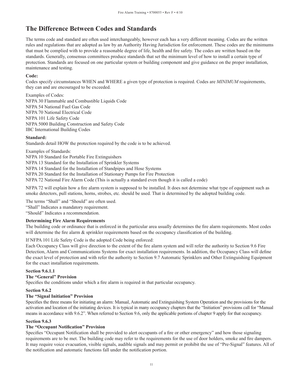 The difference between codes and standards | Potter Fire Alarm Systems User Manual | Page 13 / 34