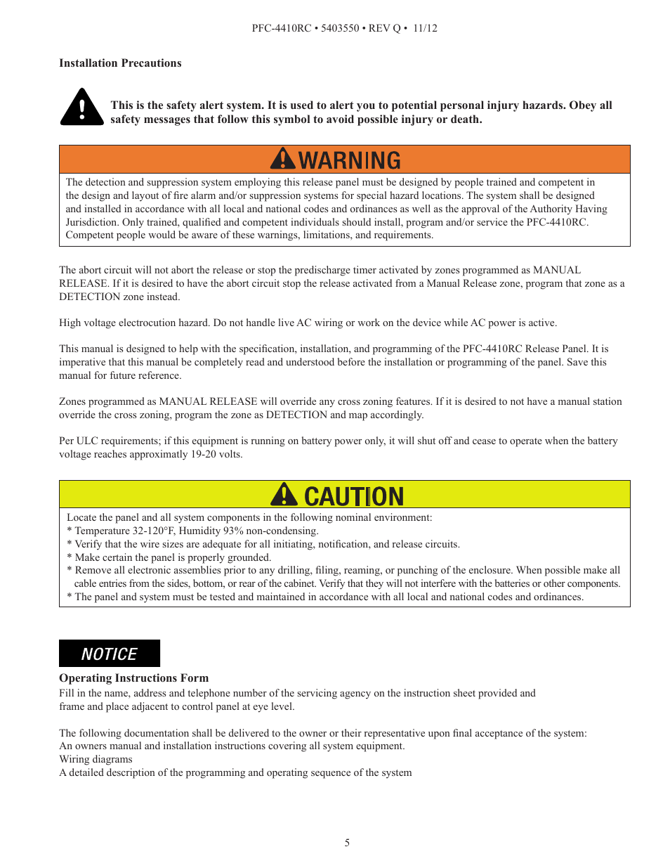 Potter PFC-4410RC User Manual | Page 5 / 99