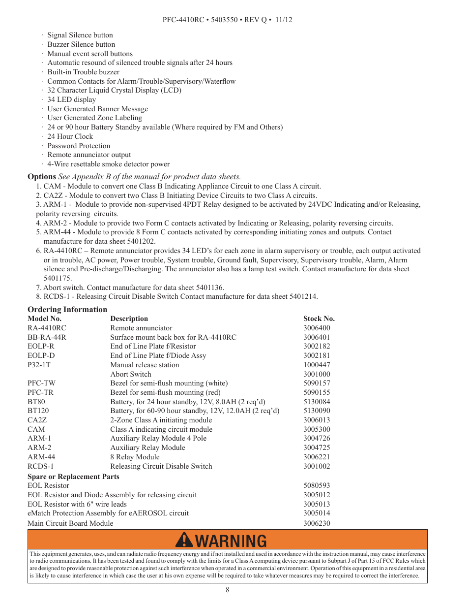 Potter PFC-4410RC User Manual | Page 8 / 99
