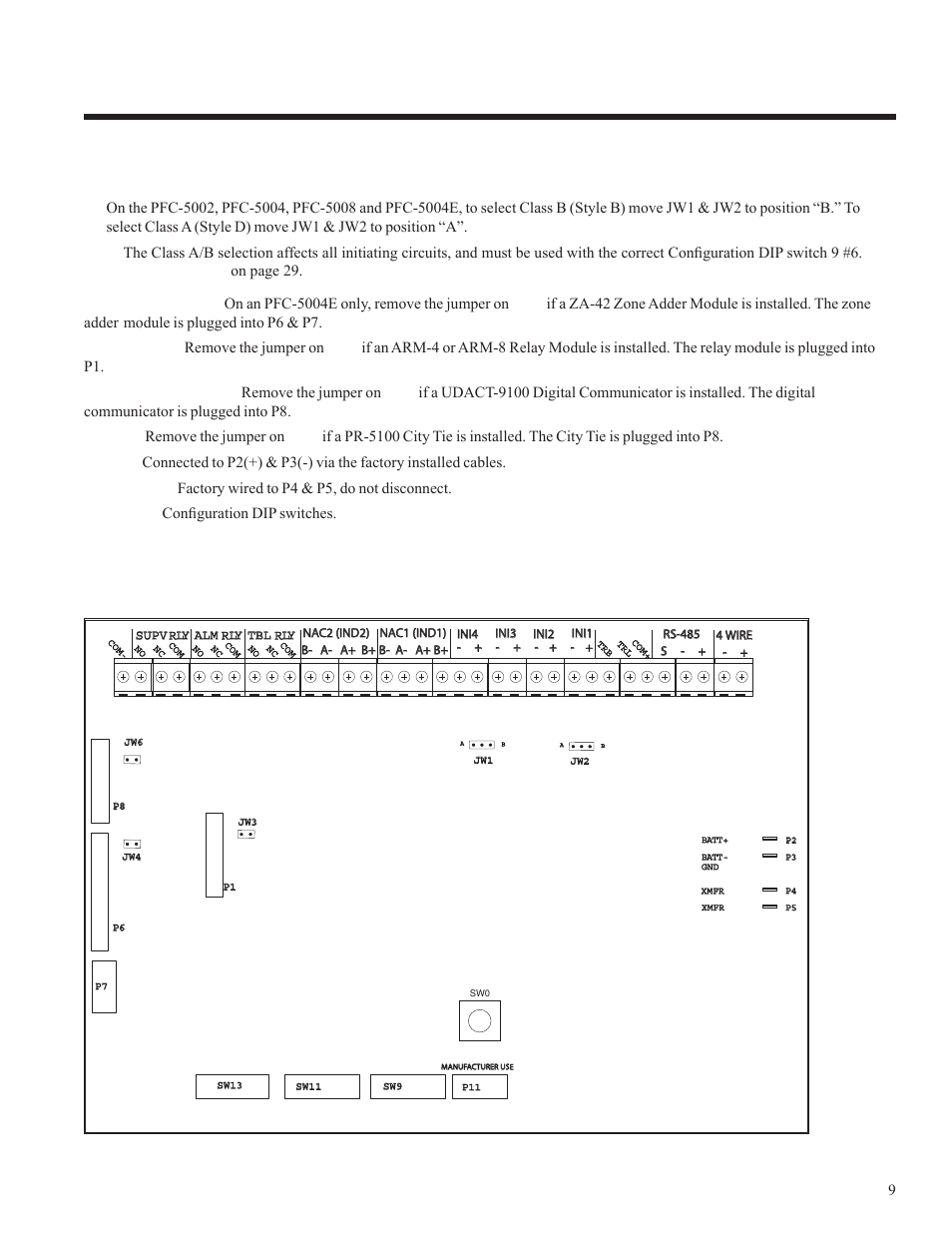 Module settings, Main fire alarm module, Figure 5: main fire alarm module | Potter PFC-5000 Series User Manual | Page 13 / 44