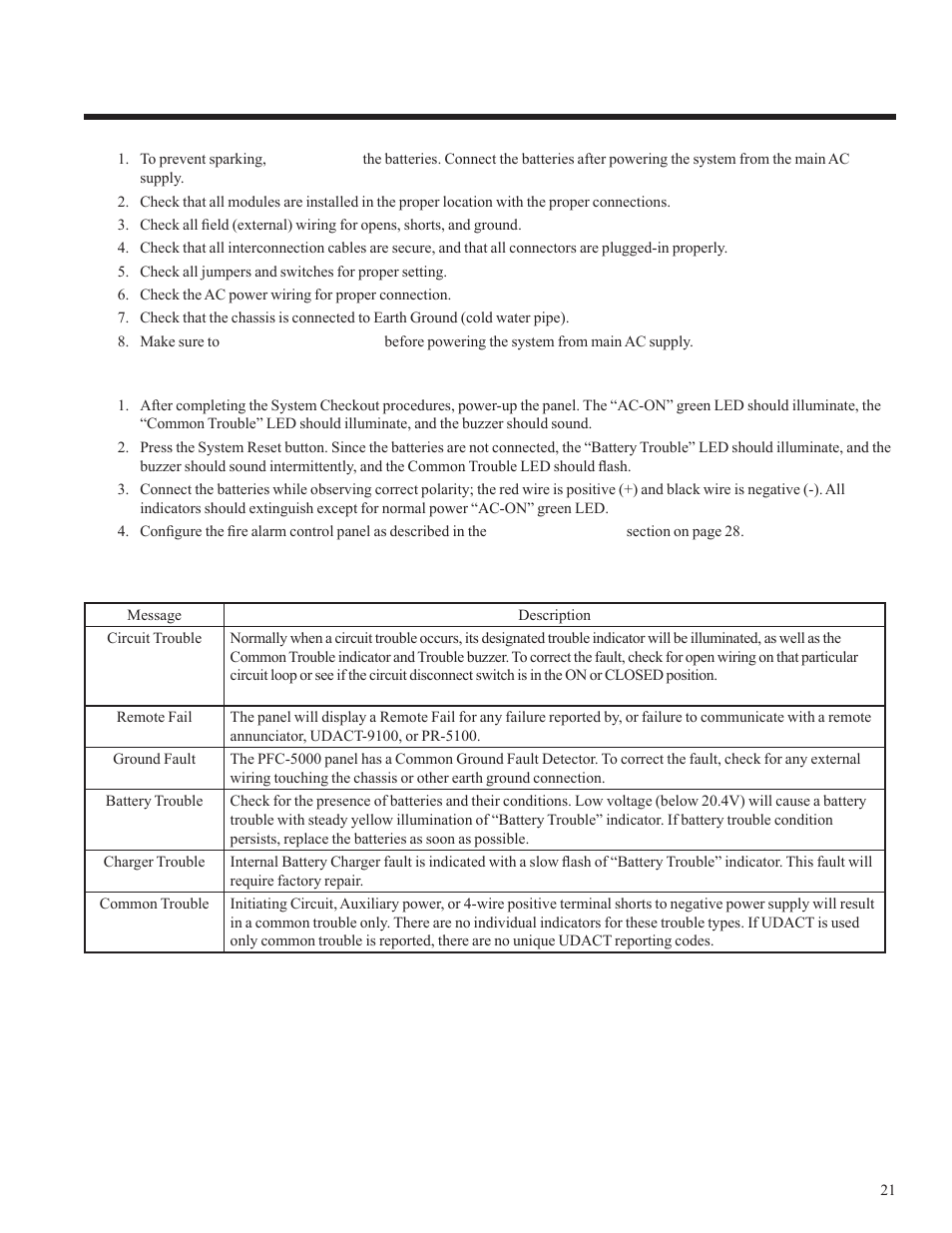 System checkout | Potter PFC-5000 Series User Manual | Page 25 / 44