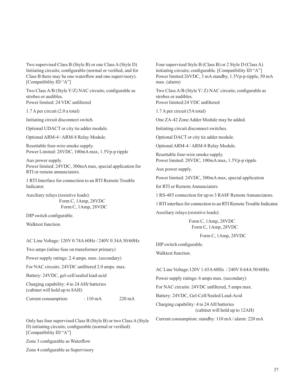 Appendix c: module specifi cations and features | Potter PFC-5000 Series User Manual | Page 41 / 44