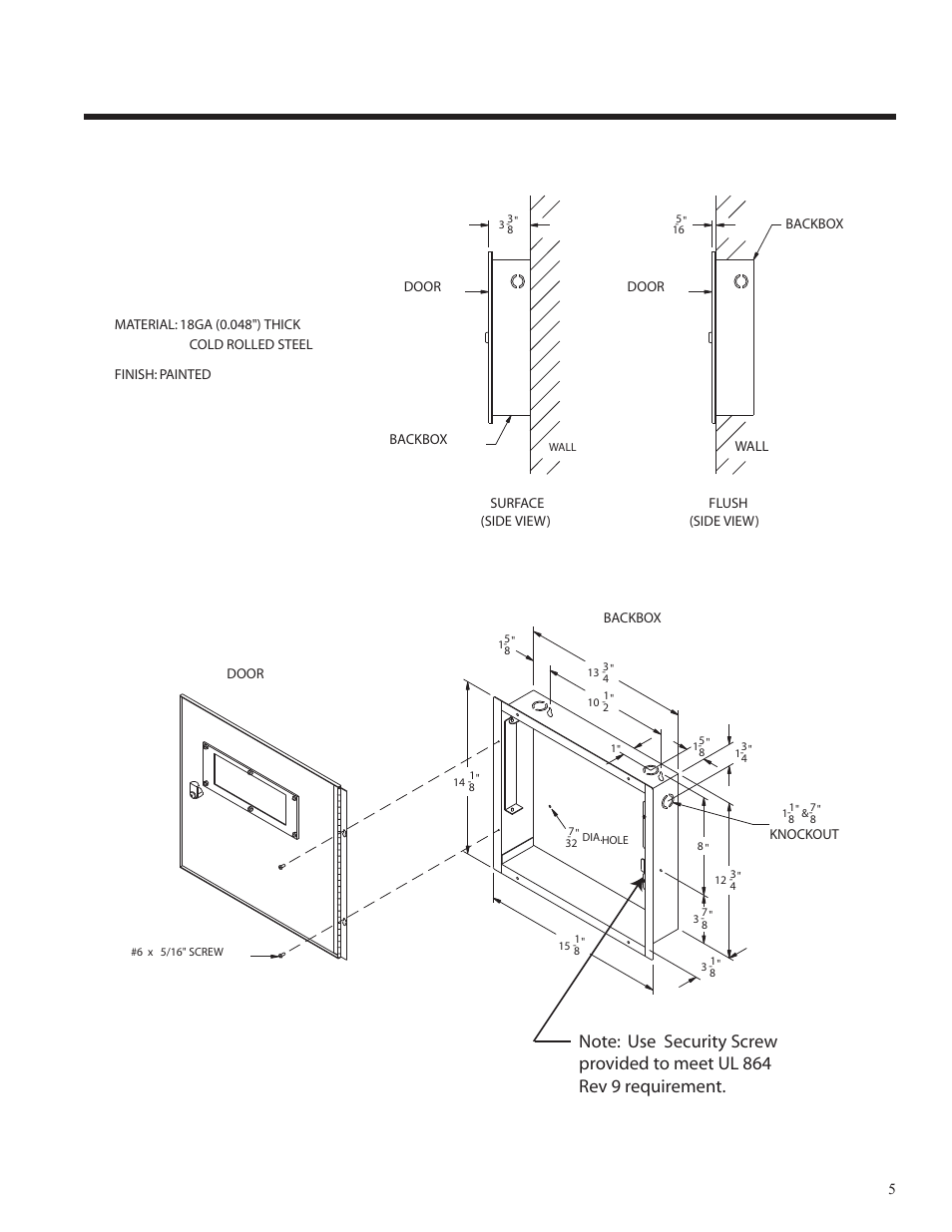 Mechanical installation and dimensions | Potter PFC-5000 Series User Manual | Page 9 / 44
