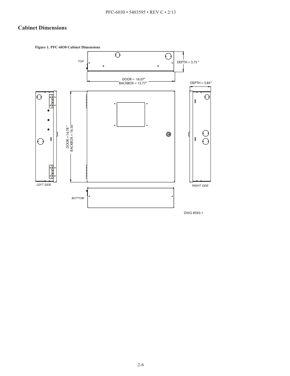 Cabinet dimensions | Potter PFC-6030 User Manual | Page 12 / 122