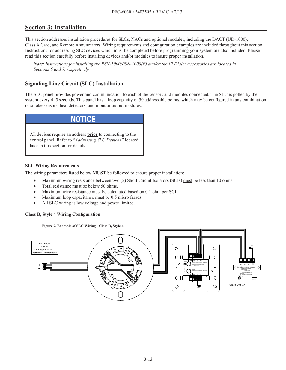Signaling line circuit (slc) installation, Signaling, Fire alarm equip ment xx xx | Signaling listed l u | Potter PFC-6030 User Manual | Page 19 / 122