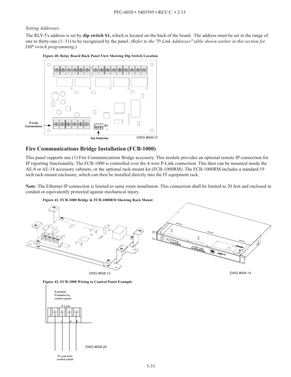 Fire communications bridge installation (fcb-1000) | Potter PFC-6030 User Manual | Page 37 / 122
