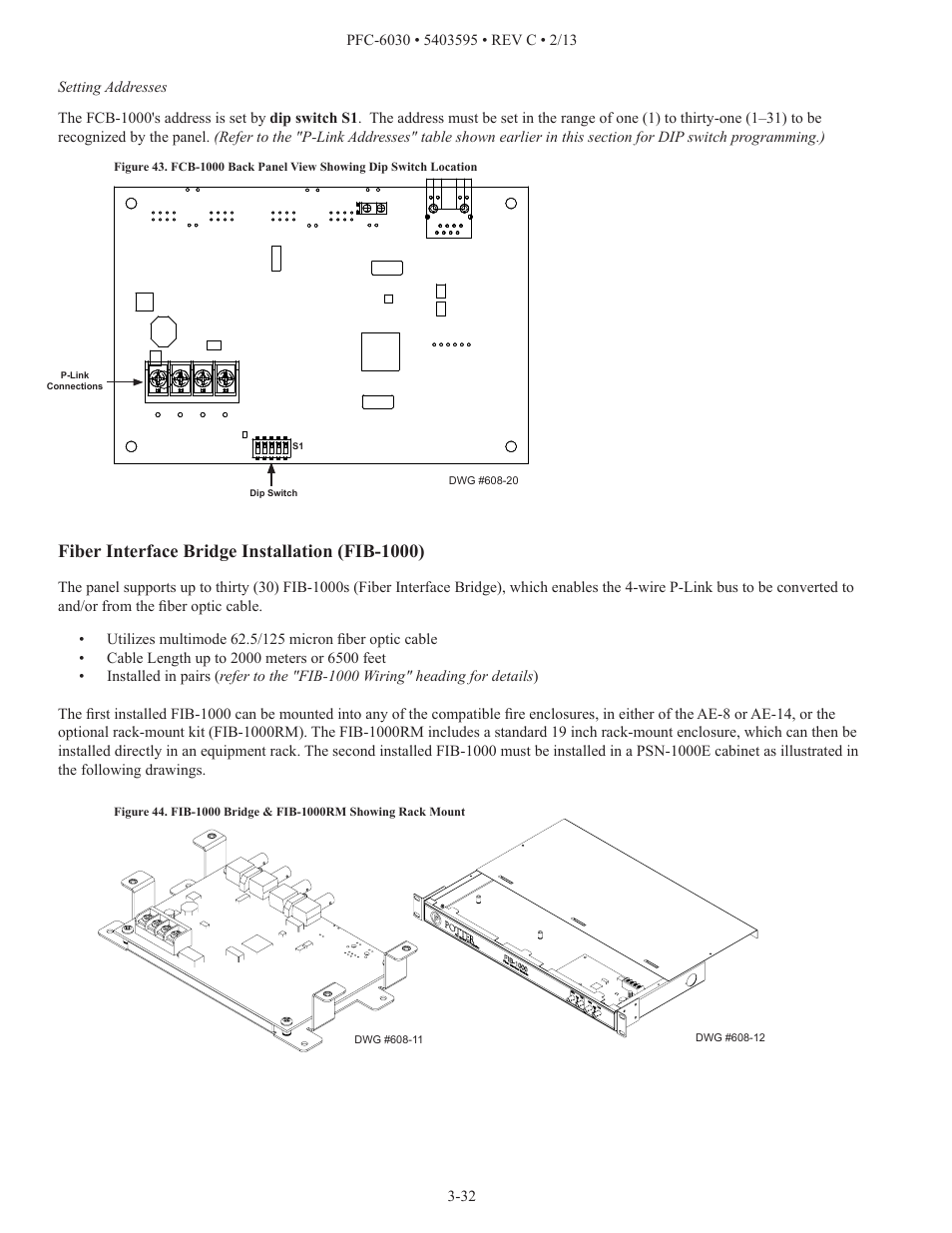 Fiber interface bridge installation (fib-1000) | Potter PFC-6030 User Manual | Page 38 / 122