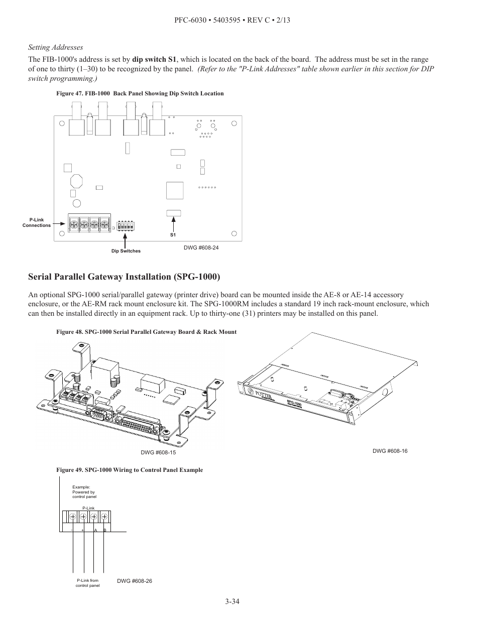 Serial parallel gateway installation (spg-1000) | Potter PFC-6030 User Manual | Page 40 / 122