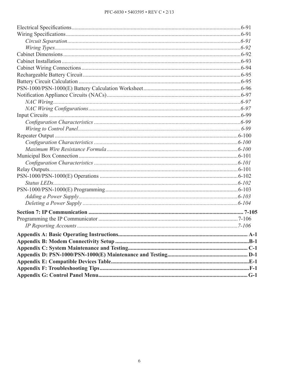 Potter PFC-6030 User Manual | Page 6 / 122