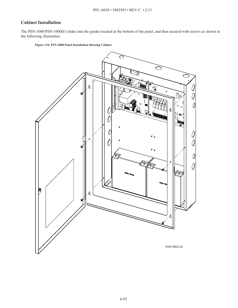Cabinet installation | Potter PFC-6030 User Manual | Page 99 / 122