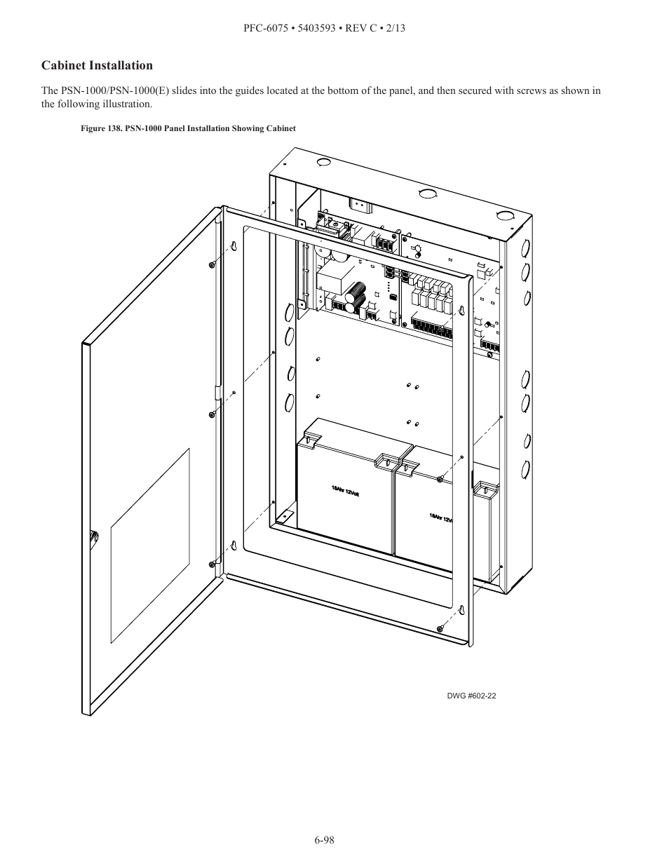 Cabinet installation | Potter PFC-6075 User Manual | Page 104 / 127