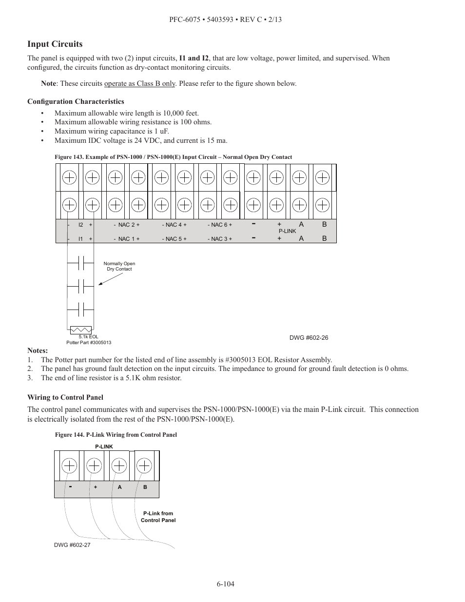 Input circuits | Potter PFC-6075 User Manual | Page 110 / 127