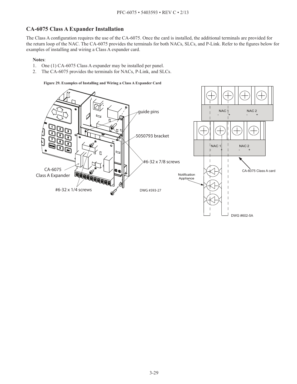 Ca-6075 class a expander installation | Potter PFC-6075 User Manual | Page 35 / 127