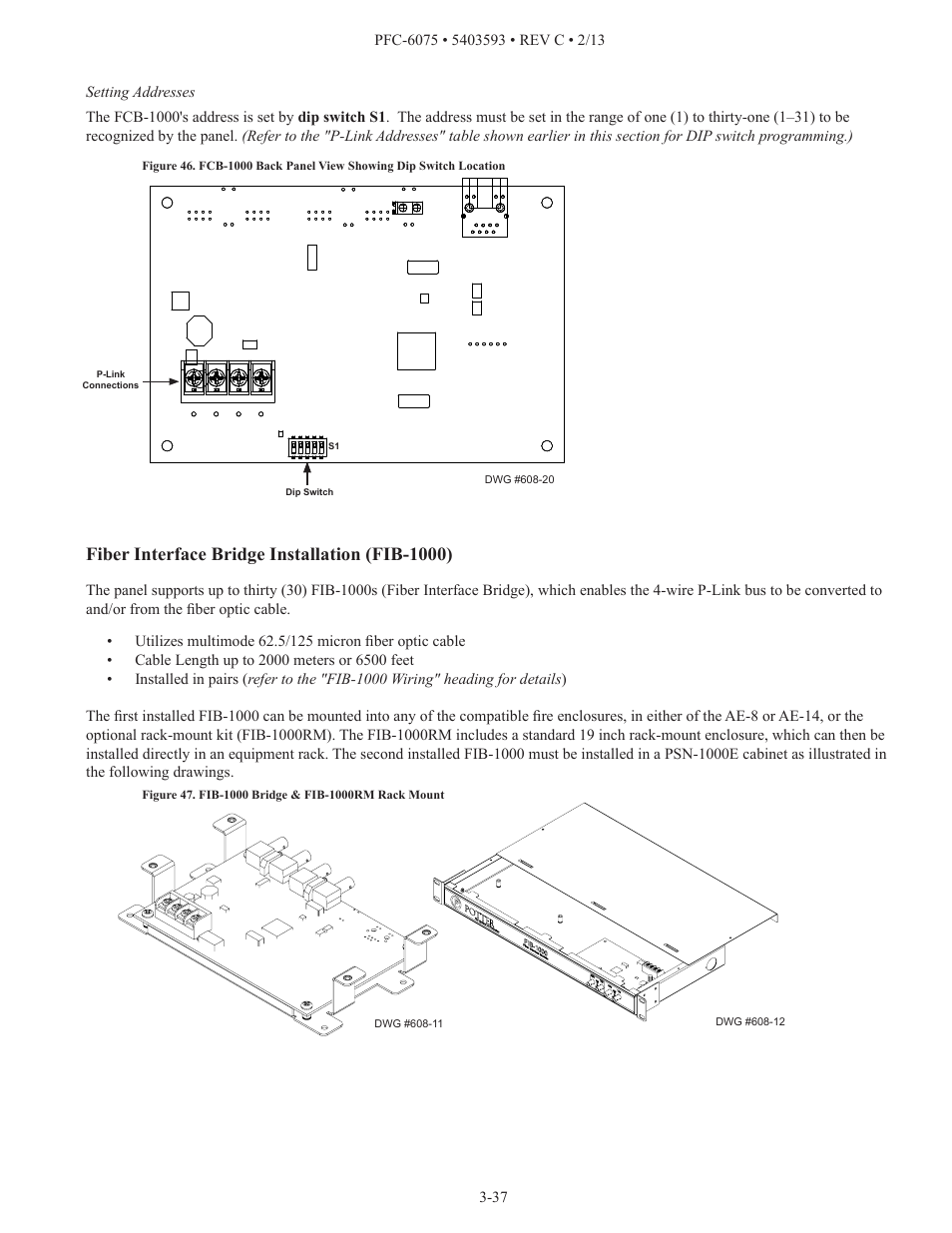 Fiber interface bridge installation (fib-1000) | Potter PFC-6075 User Manual | Page 43 / 127