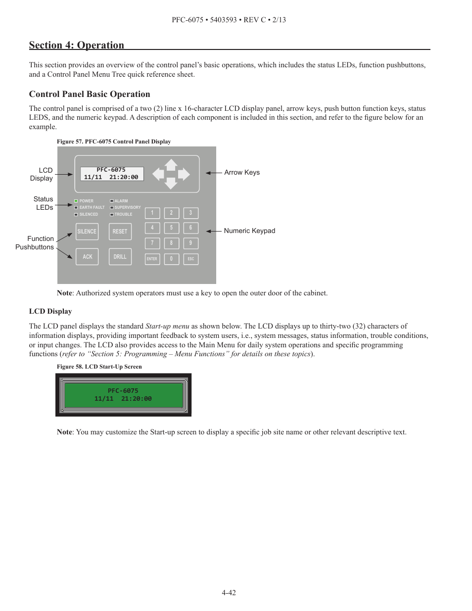 Control panel basic operation | Potter PFC-6075 User Manual | Page 48 / 127