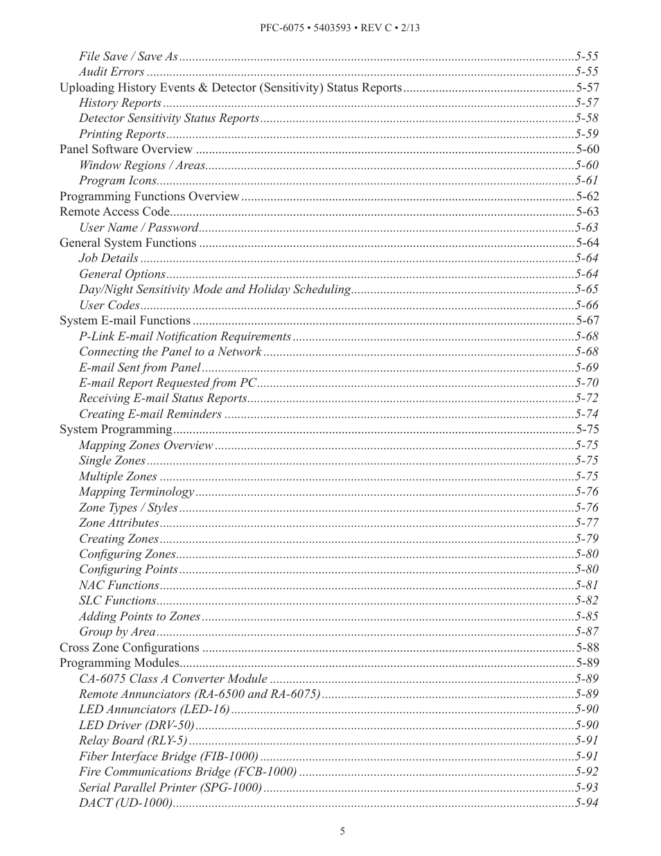 Potter PFC-6075 User Manual | Page 5 / 127