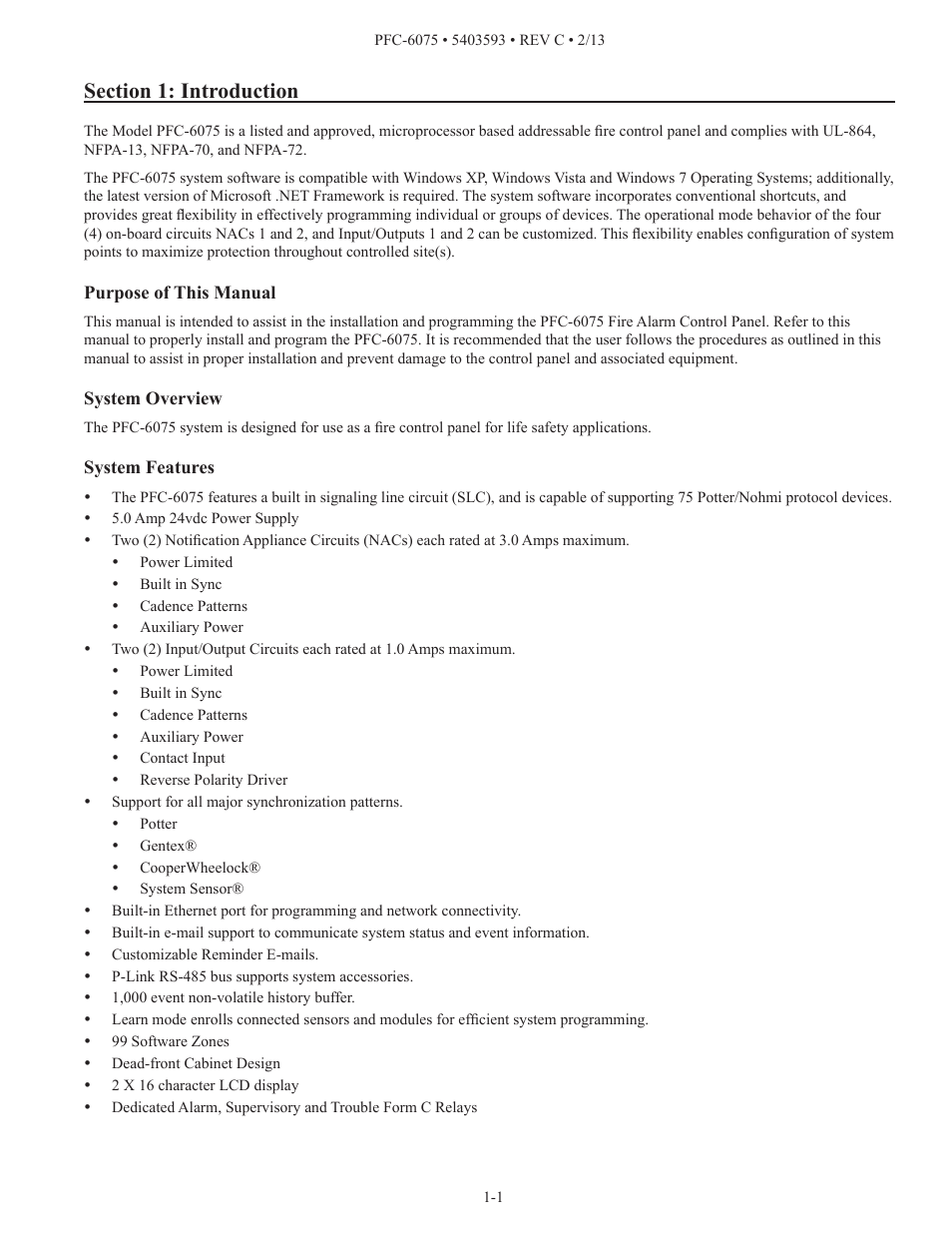 Potter PFC-6075 User Manual | Page 7 / 127
