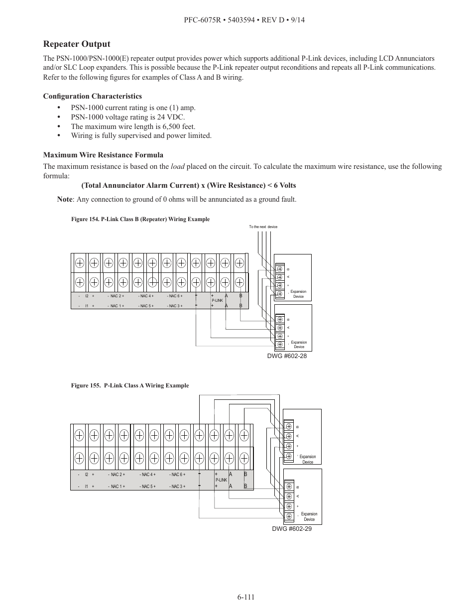 Repeater output | Potter PFC-6075R User Manual | Page 117 / 136