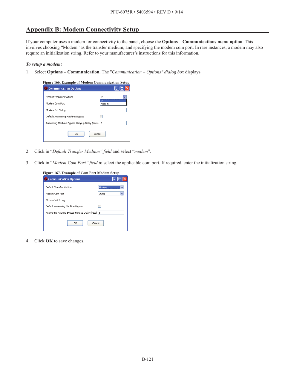 Appendix b: modem connectivity setup | Potter PFC-6075R User Manual | Page 127 / 136