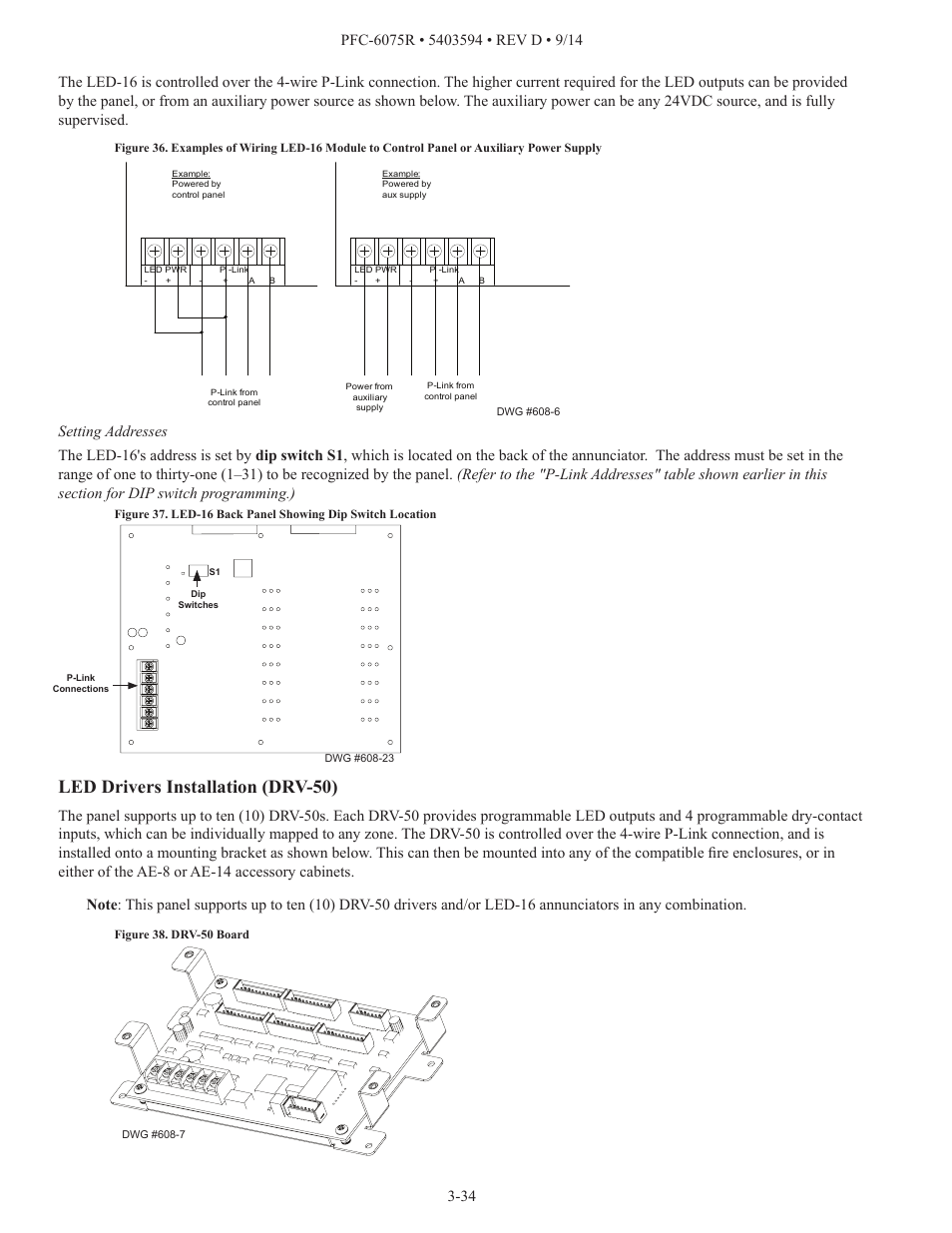 Led drivers installation (drv-50) | Potter PFC-6075R User Manual | Page 40 / 136