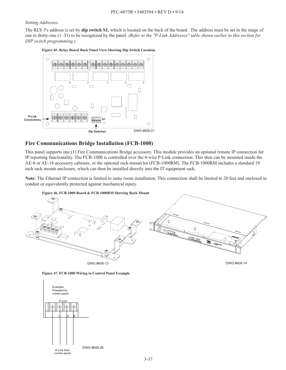 Fire communications bridge installation (fcb-1000) | Potter PFC-6075R User Manual | Page 43 / 136