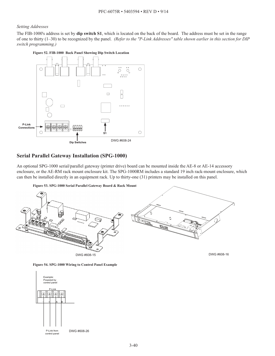 Serial parallel gateway installation (spg-1000) | Potter PFC-6075R User Manual | Page 46 / 136