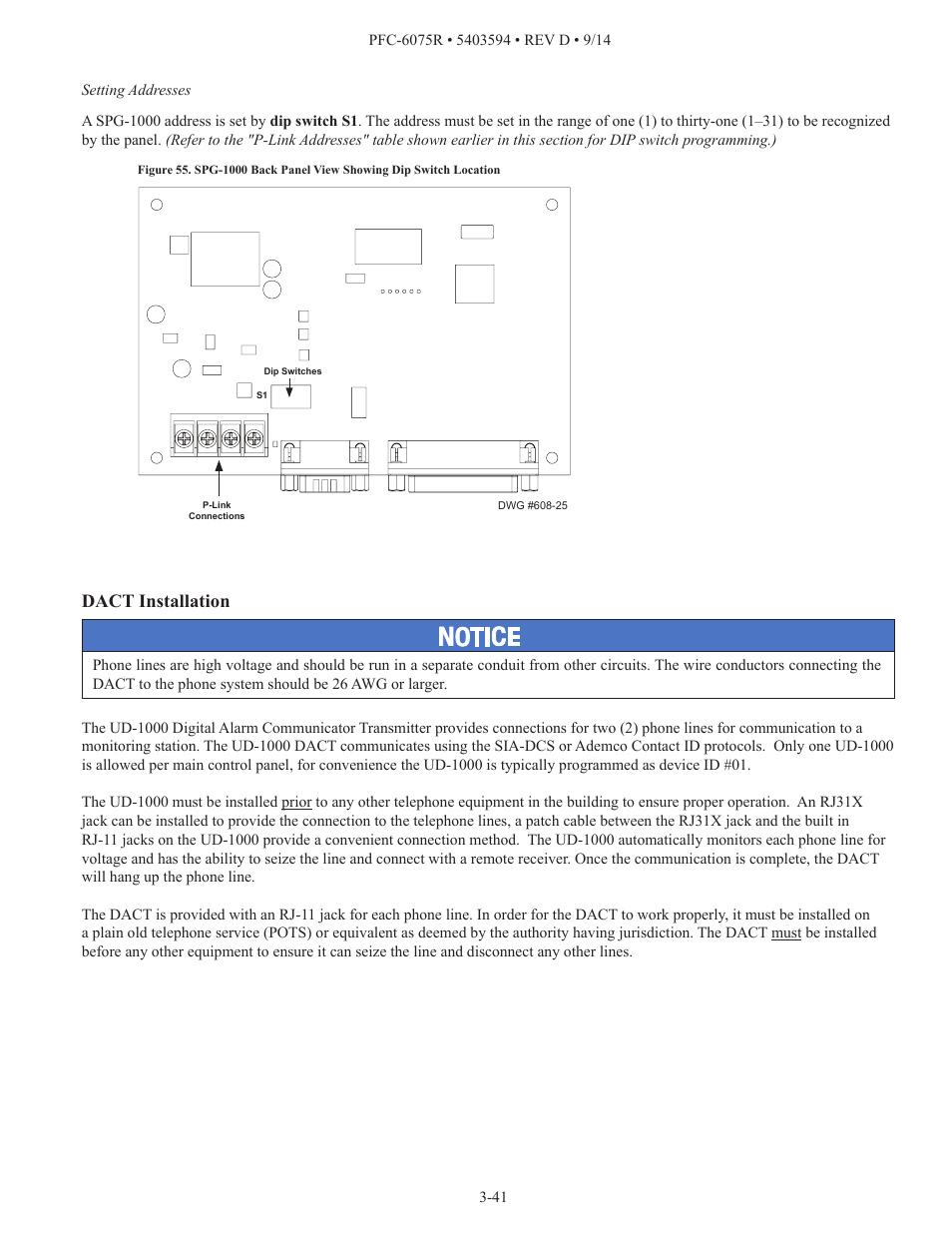 Dact installation | Potter PFC-6075R User Manual | Page 47 / 136