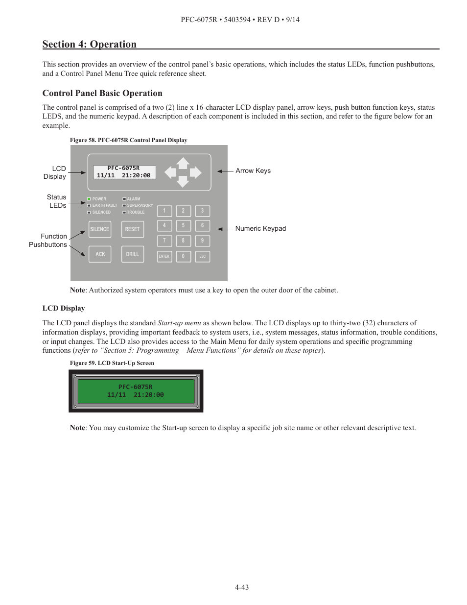 Control panel basic operation | Potter PFC-6075R User Manual | Page 49 / 136