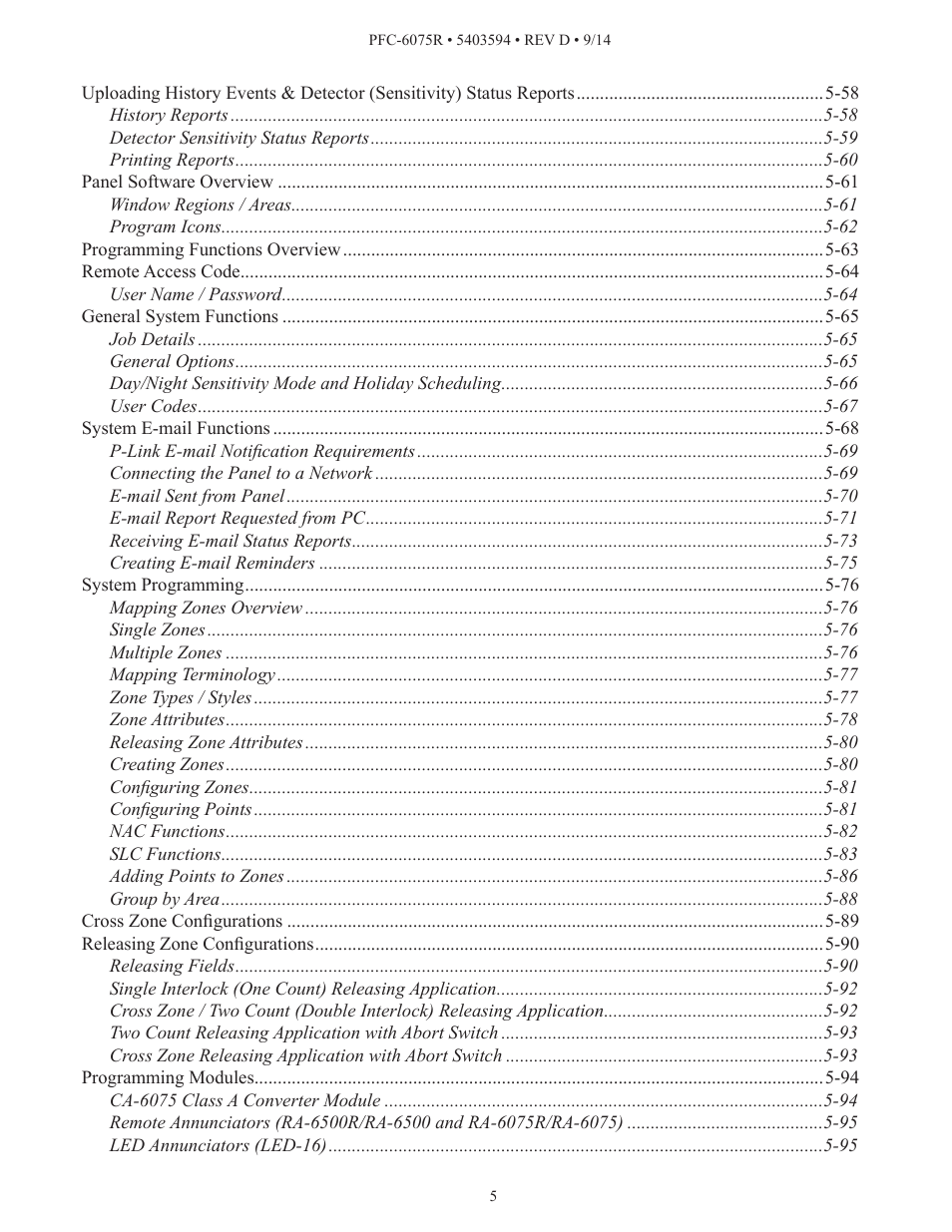 Potter PFC-6075R User Manual | Page 5 / 136