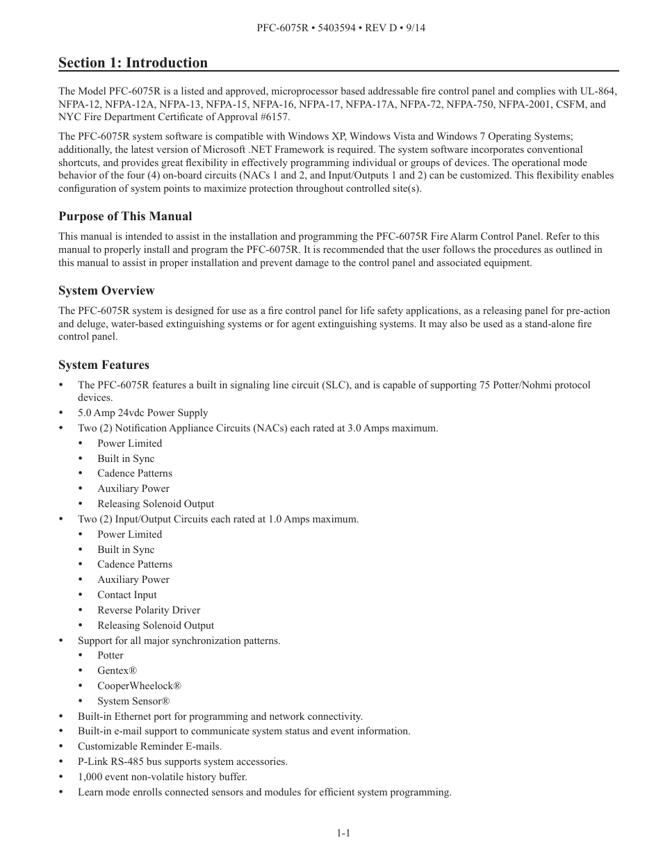 Potter PFC-6075R User Manual | Page 7 / 136