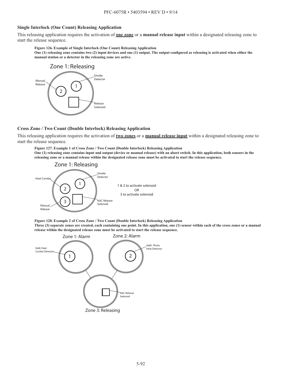 Zone 1: releasing | Potter PFC-6075R User Manual | Page 98 / 136