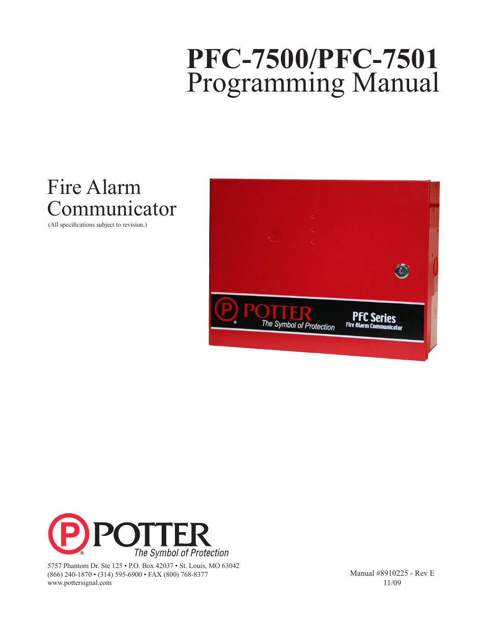 Potter PFC-7501 User Manual | 26 pages