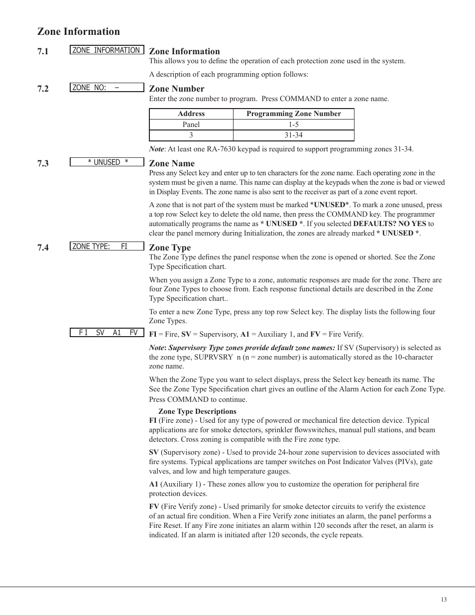 Zone information | Potter PFC-7501 User Manual | Page 17 / 26