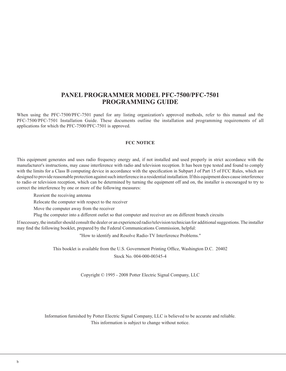 Potter PFC-7501 User Manual | Page 2 / 26