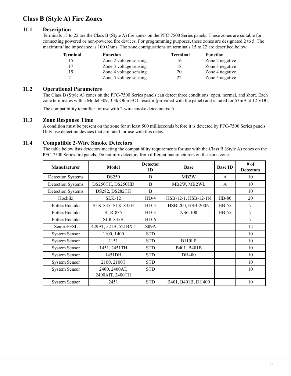 Class b (style a) fire zones | Potter PFC-7500 Series User Manual | Page 15 / 28