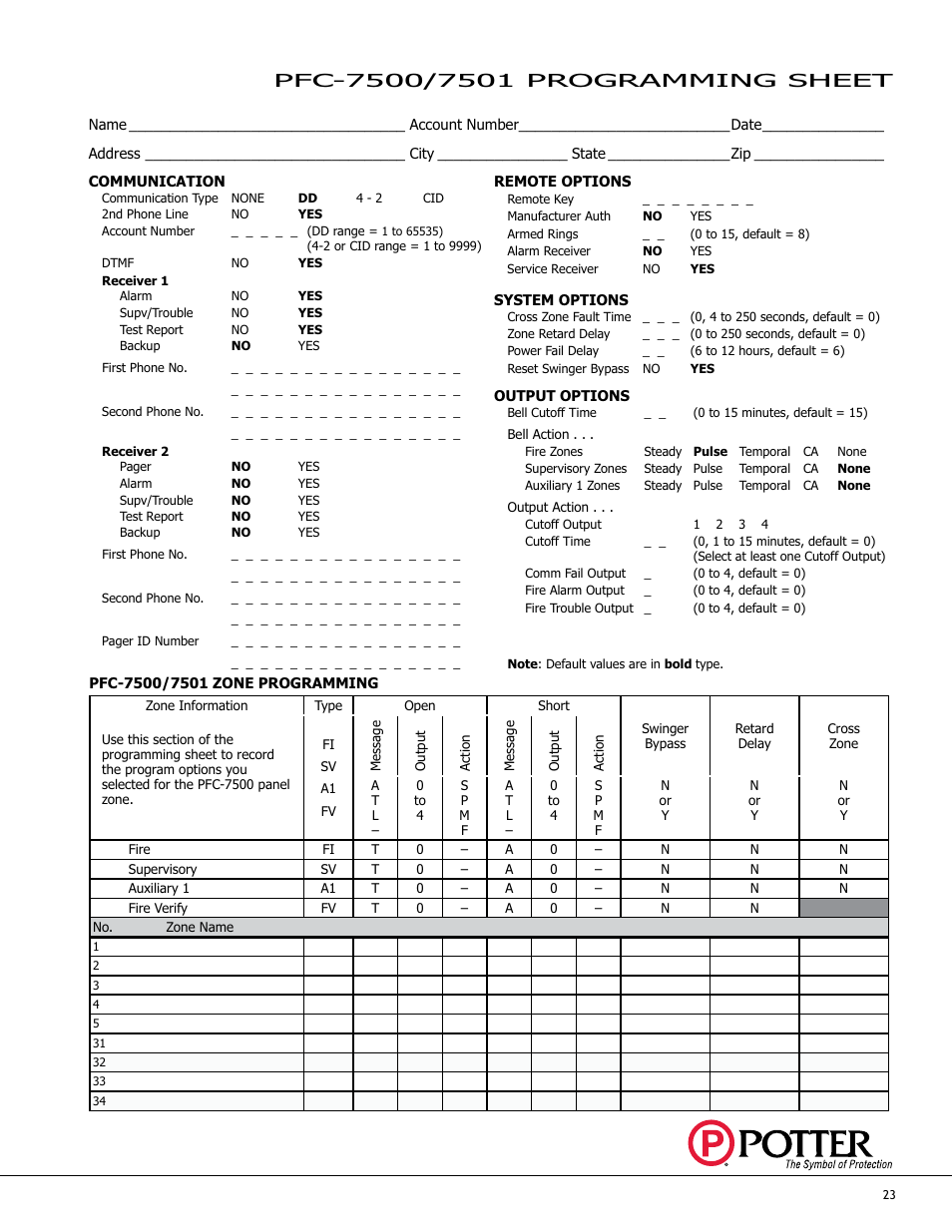 Potter PFC-7500 Series User Manual | Page 27 / 28