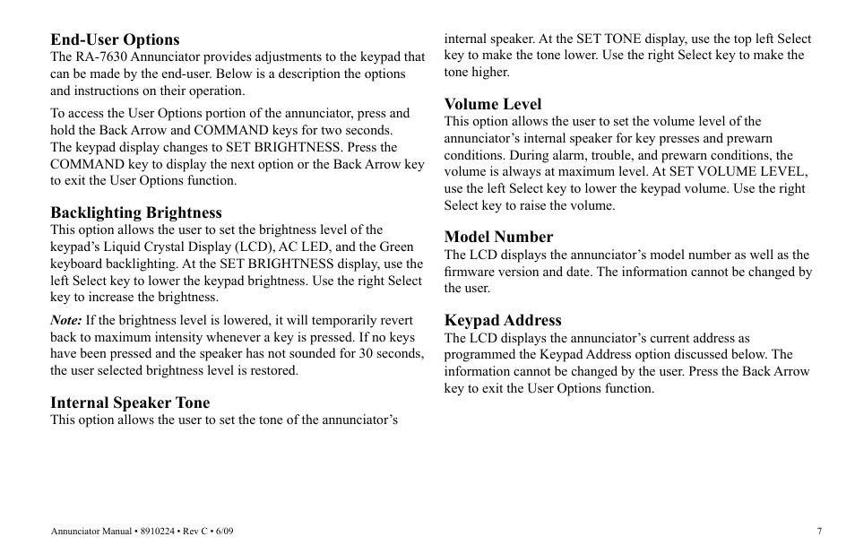 Potter RA-7692 User Manual | Page 7 / 16