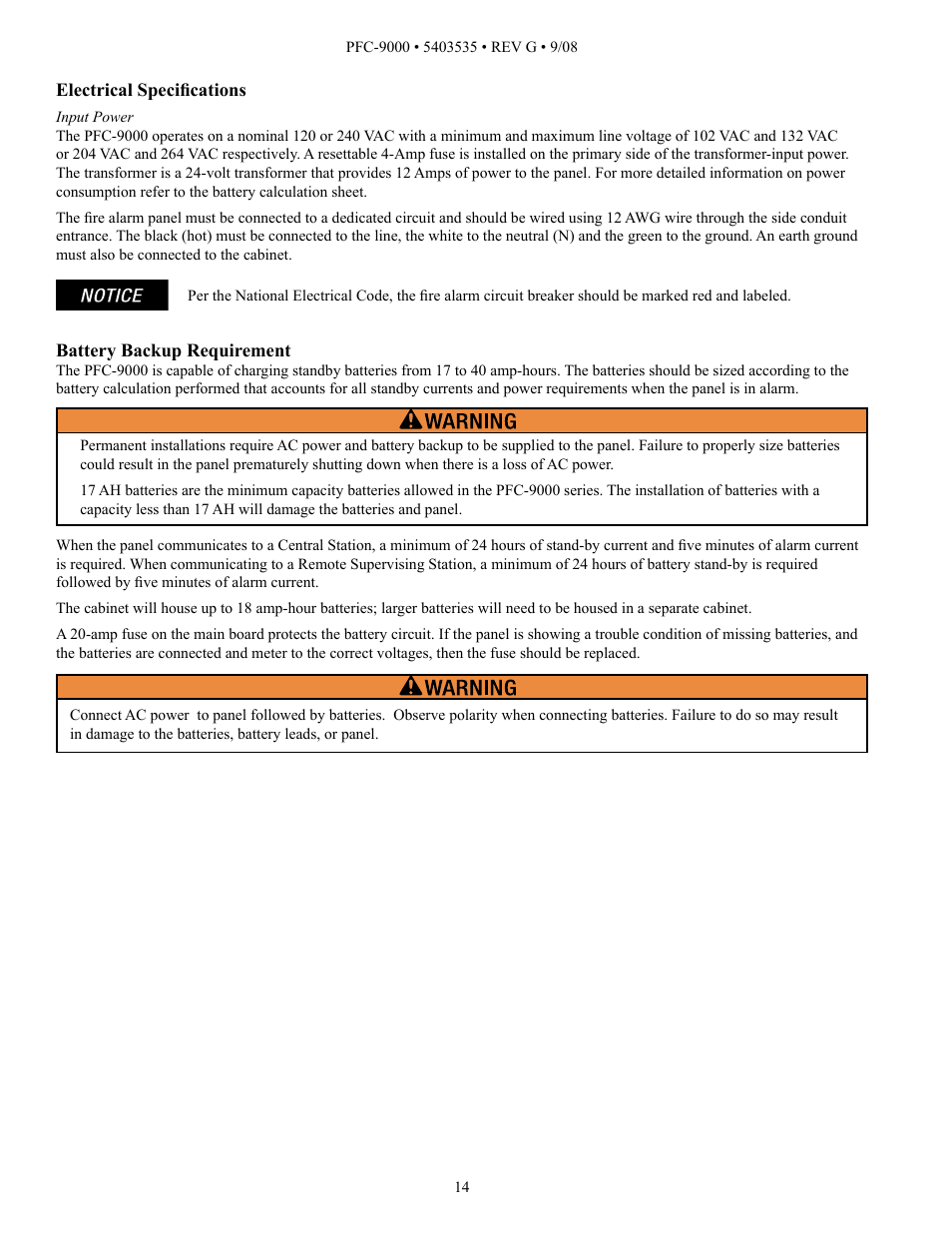 Potter PFC-9000 Series User Manual | Page 14 / 90