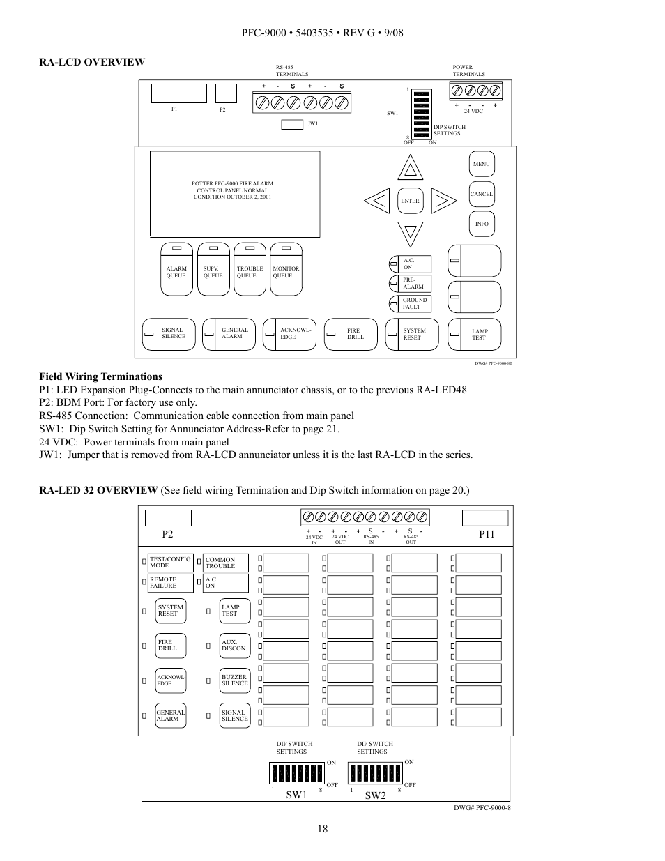 Sw1 sw2 | Potter PFC-9000 Series User Manual | Page 18 / 90