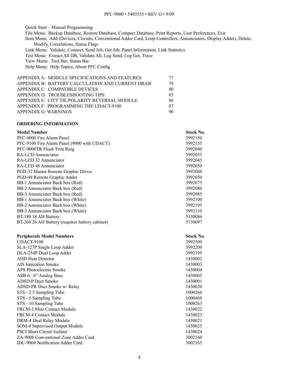 Potter PFC-9000 Series User Manual | Page 4 / 90