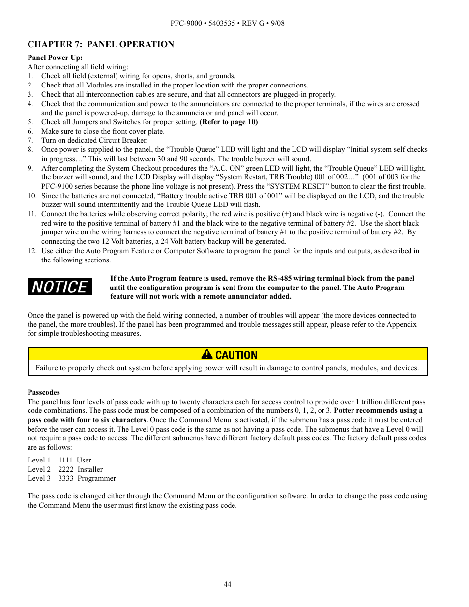 Potter PFC-9000 Series User Manual | Page 44 / 90