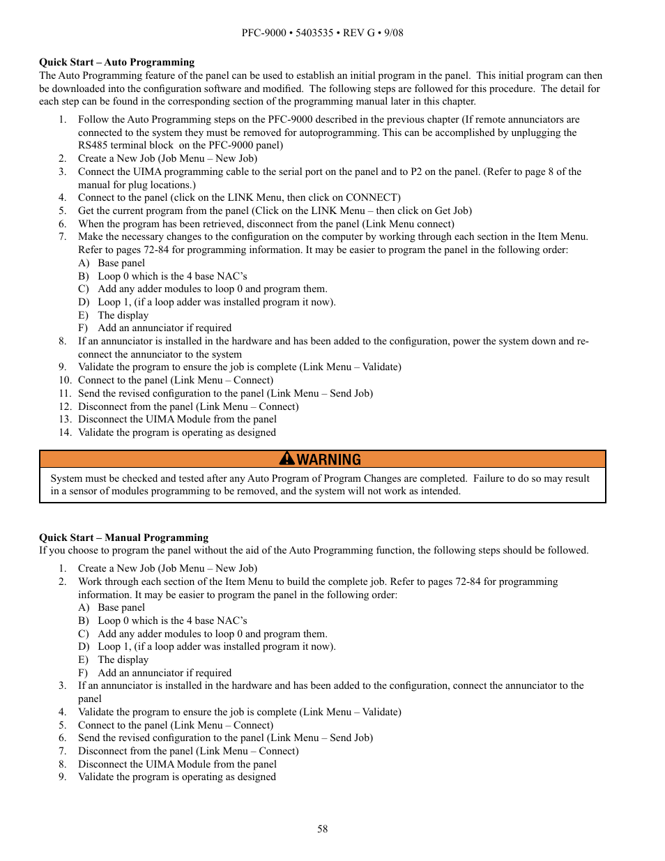 Potter PFC-9000 Series User Manual | Page 58 / 90