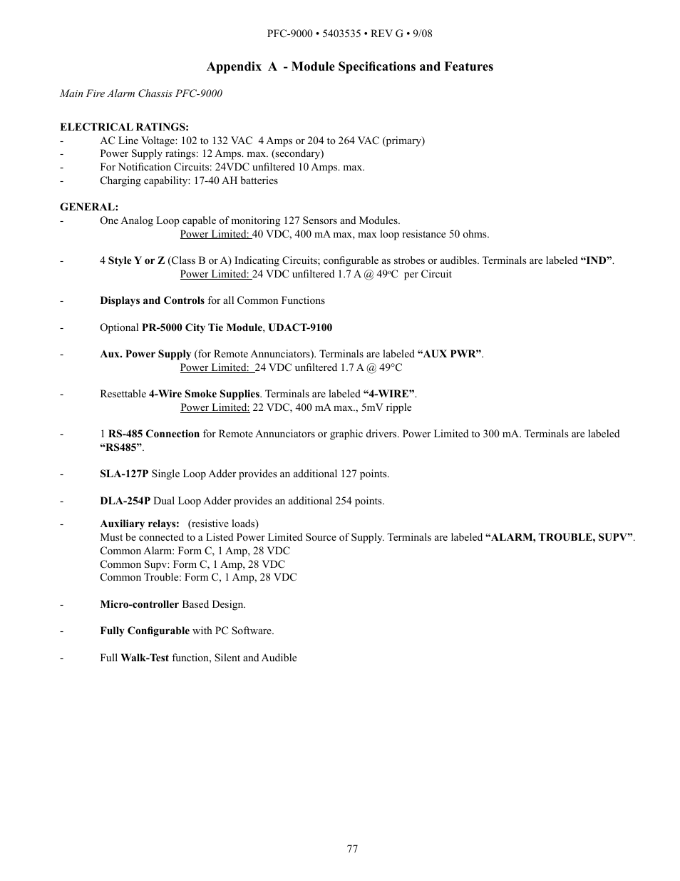 Potter PFC-9000 Series User Manual | Page 77 / 90