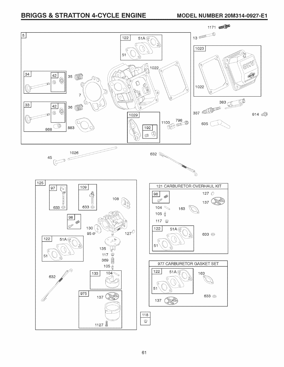 Briggs & stratton 4-cycle engine | Craftsman 917.881064 User Manual | Page 61 / 68