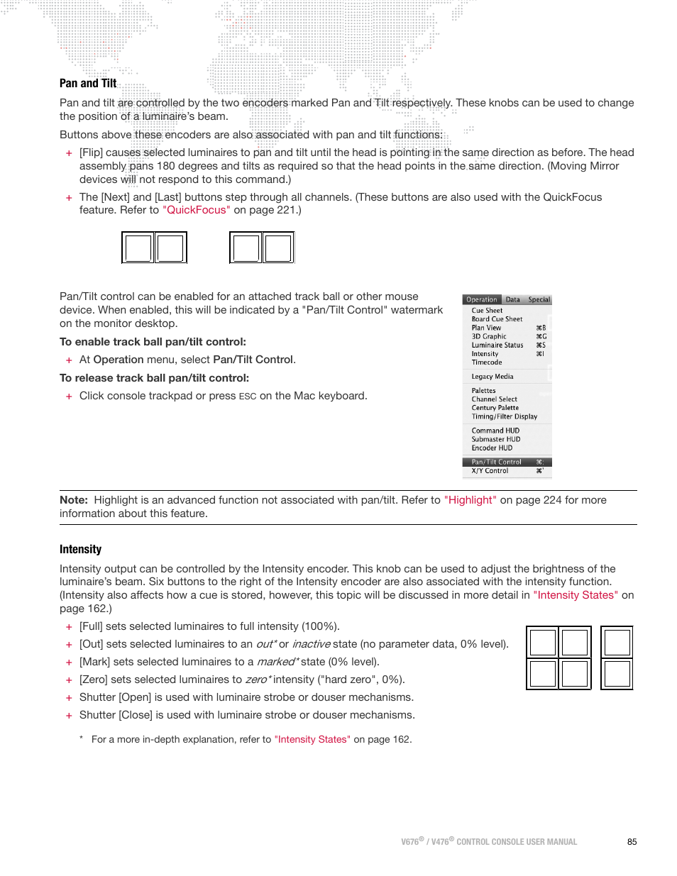 Pan and tilt, Intensity, Pan and tilt intensity | PRG V676 User Manual 3.5 User Manual | Page 103 / 444