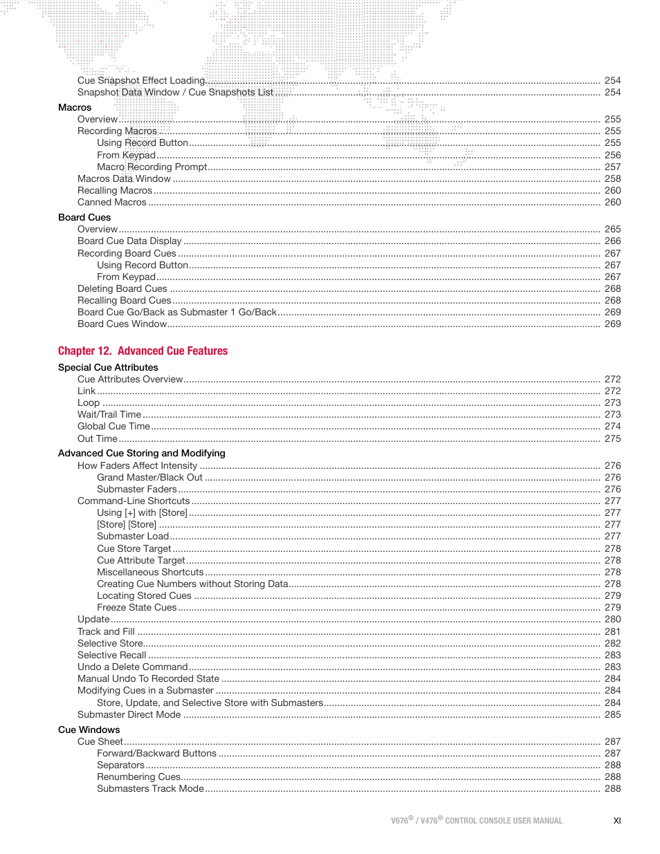 Chapter 12. advanced cue features | PRG V676 User Manual 3.5 User Manual | Page 13 / 444