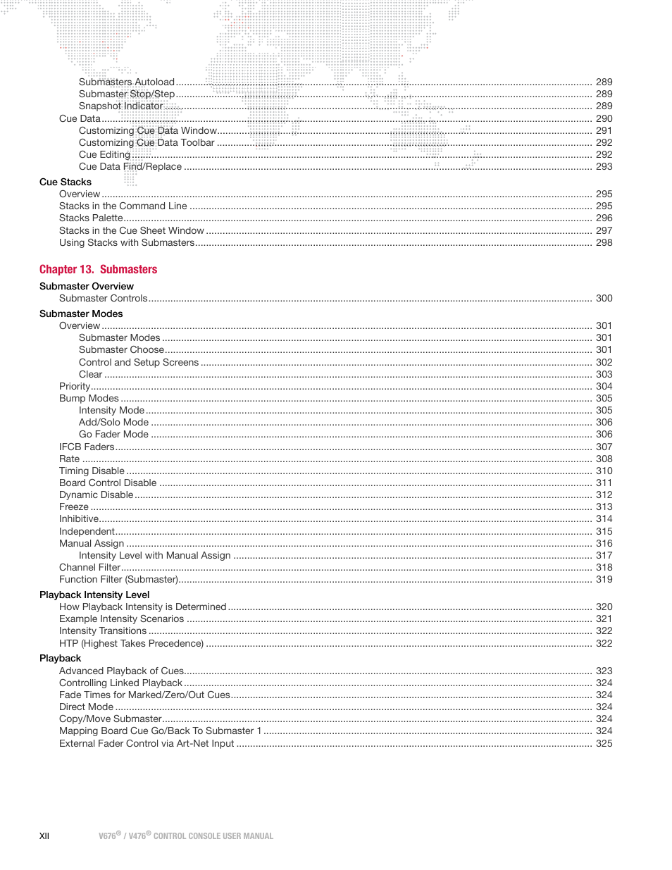 Chapter 13. submasters | PRG V676 User Manual 3.5 User Manual | Page 14 / 444